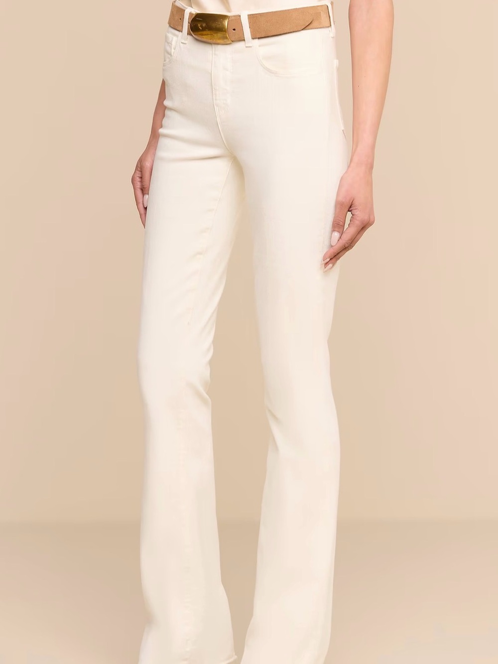 L'AGENCE Cream High-Rise Wide Leg Jeans